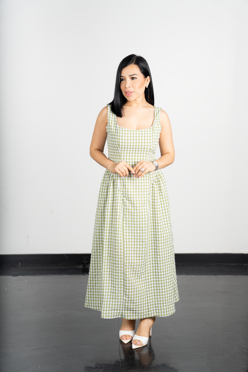 green basque dress Louise Shortsleeve Basque Dress