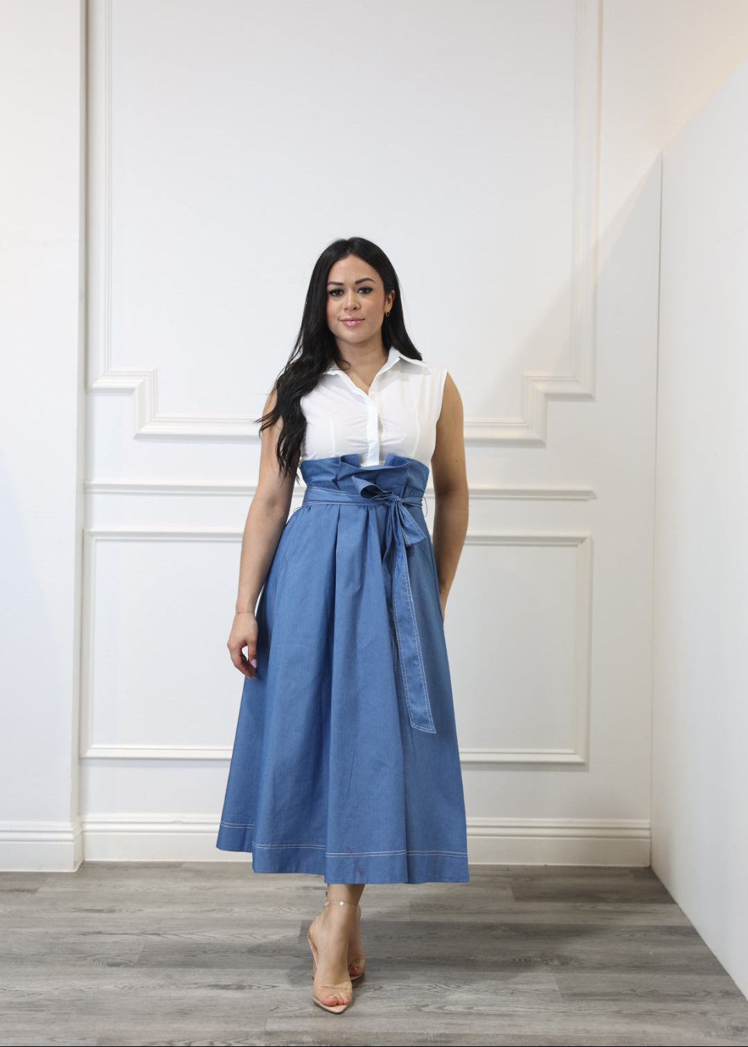colorblock pleated midi dress Taylor