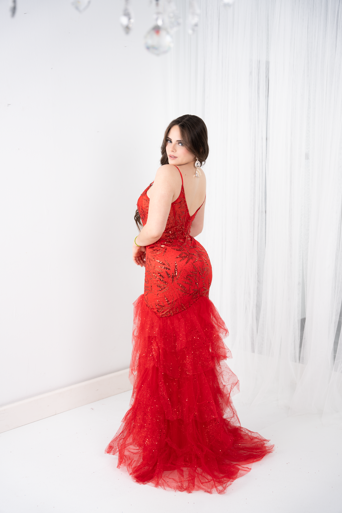 Jazmin - Red Floral Glitter Maxi Dress PaulinasFashion Jazmin - Red Floral Glitter Maxi Dress PaulinasFashion