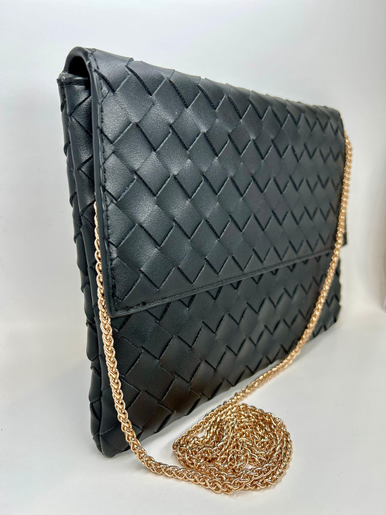 Marie - Burgundy Woven Leather Clutch