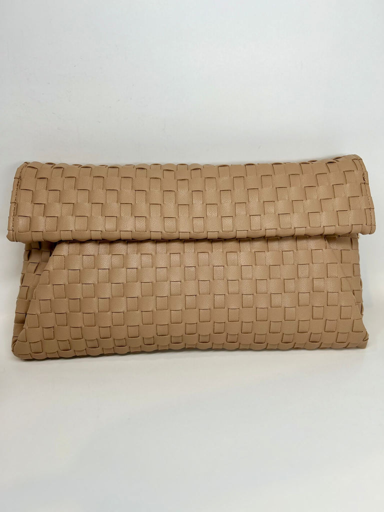 Marie - Burgundy Woven Leather Clutch