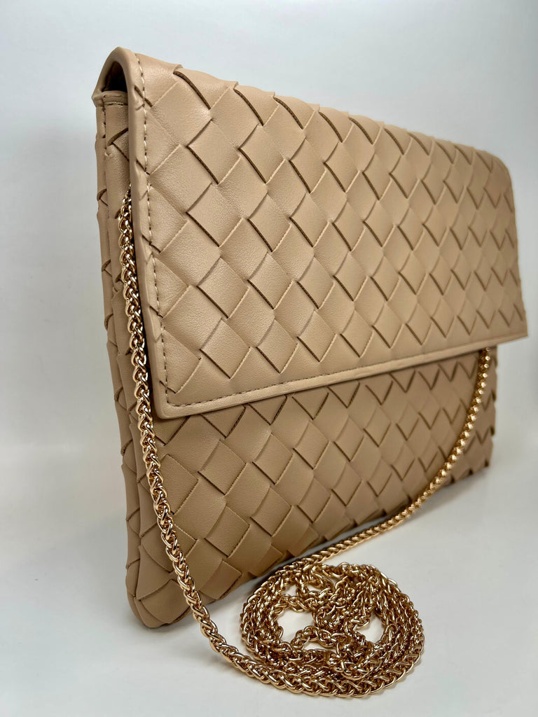 Marie - Burgundy Woven Leather Clutch