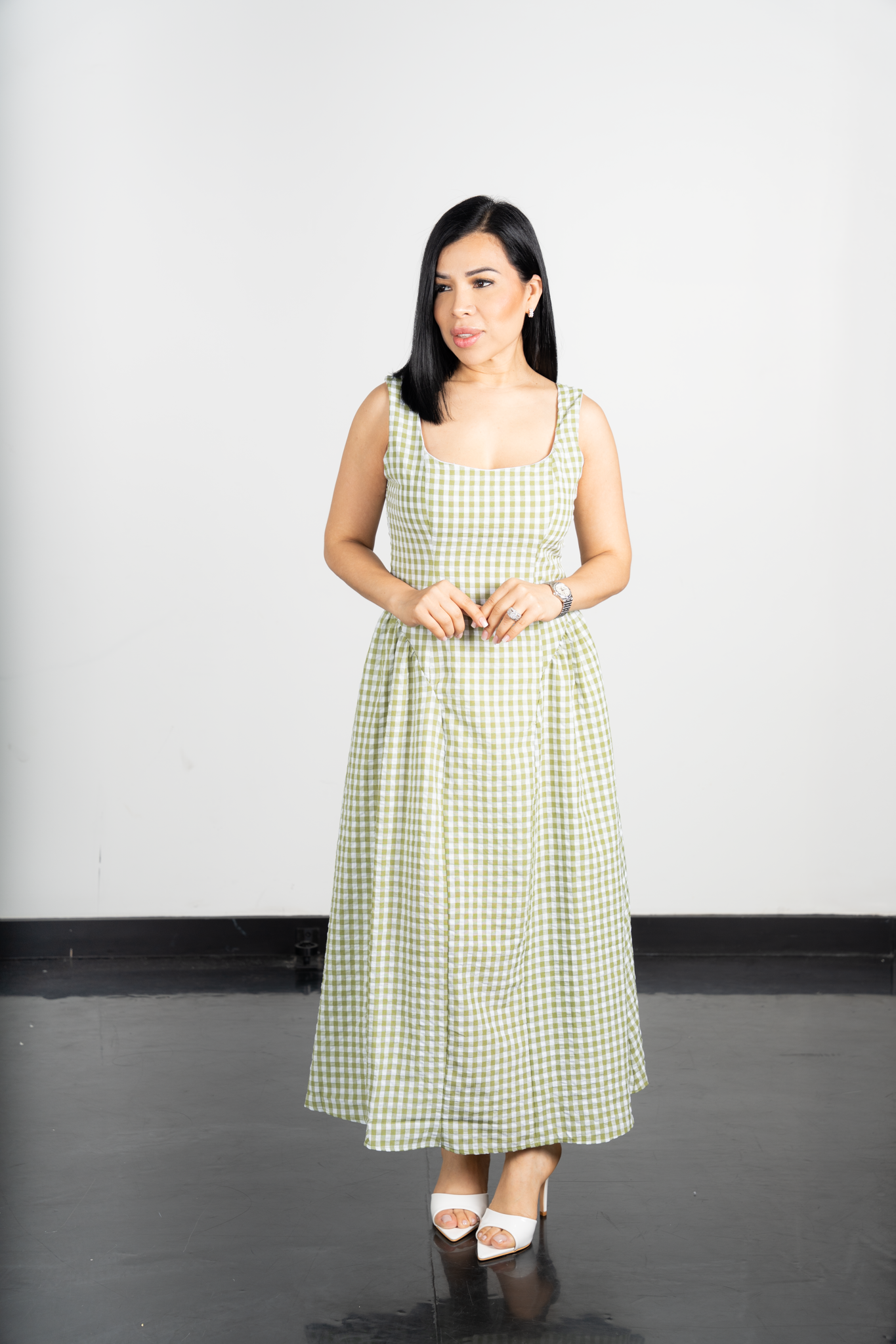 green basque waist dress LaDivine CH139 Basque Waist Sweetheart Neck Dress