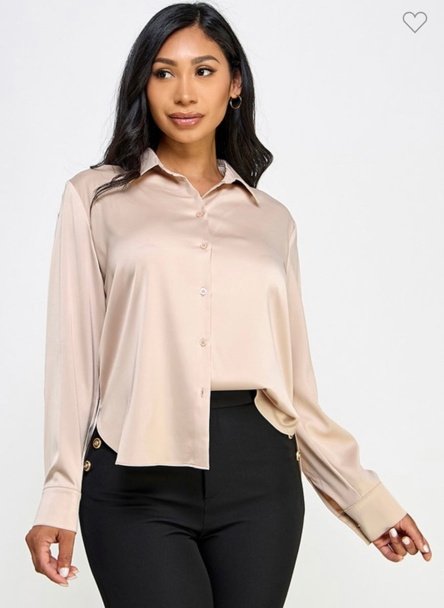 Isela Nude Long Sleeve Blouse – PaulinasFashion