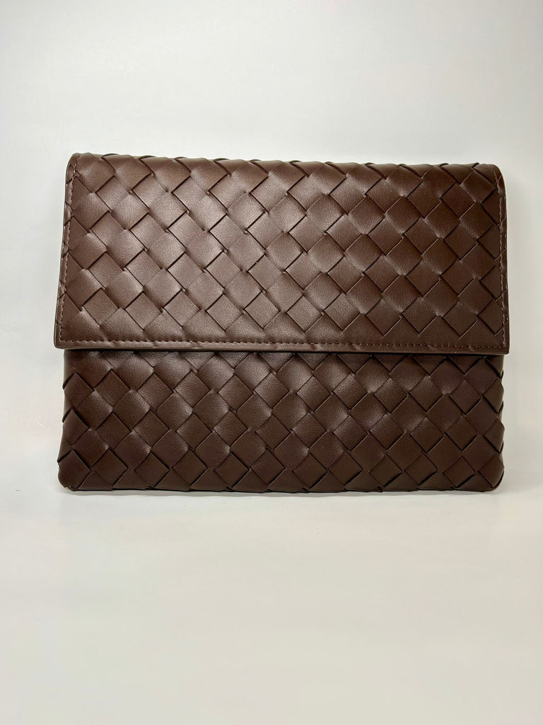 Marie - Burgundy Woven Leather Clutch